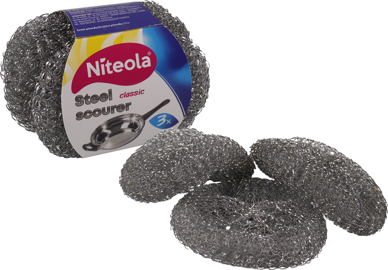 NITEOLA drátěnka na nádobí kovová 3 ks
