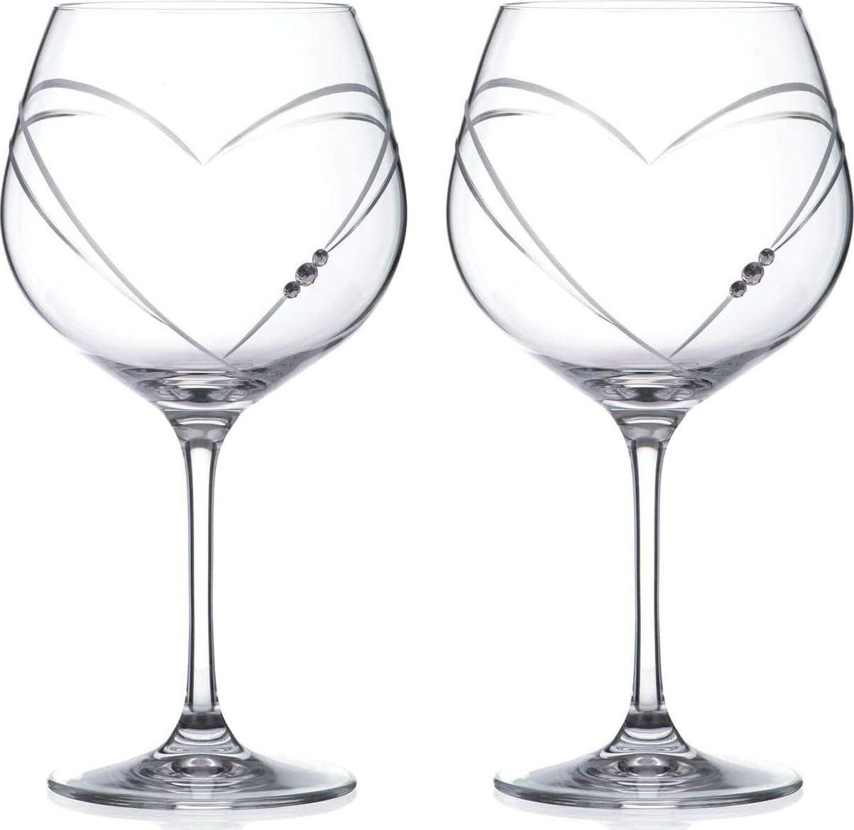 Diamante Poháre na gin Hearts s kryštálmi Swarovski 640 ml 2 ks