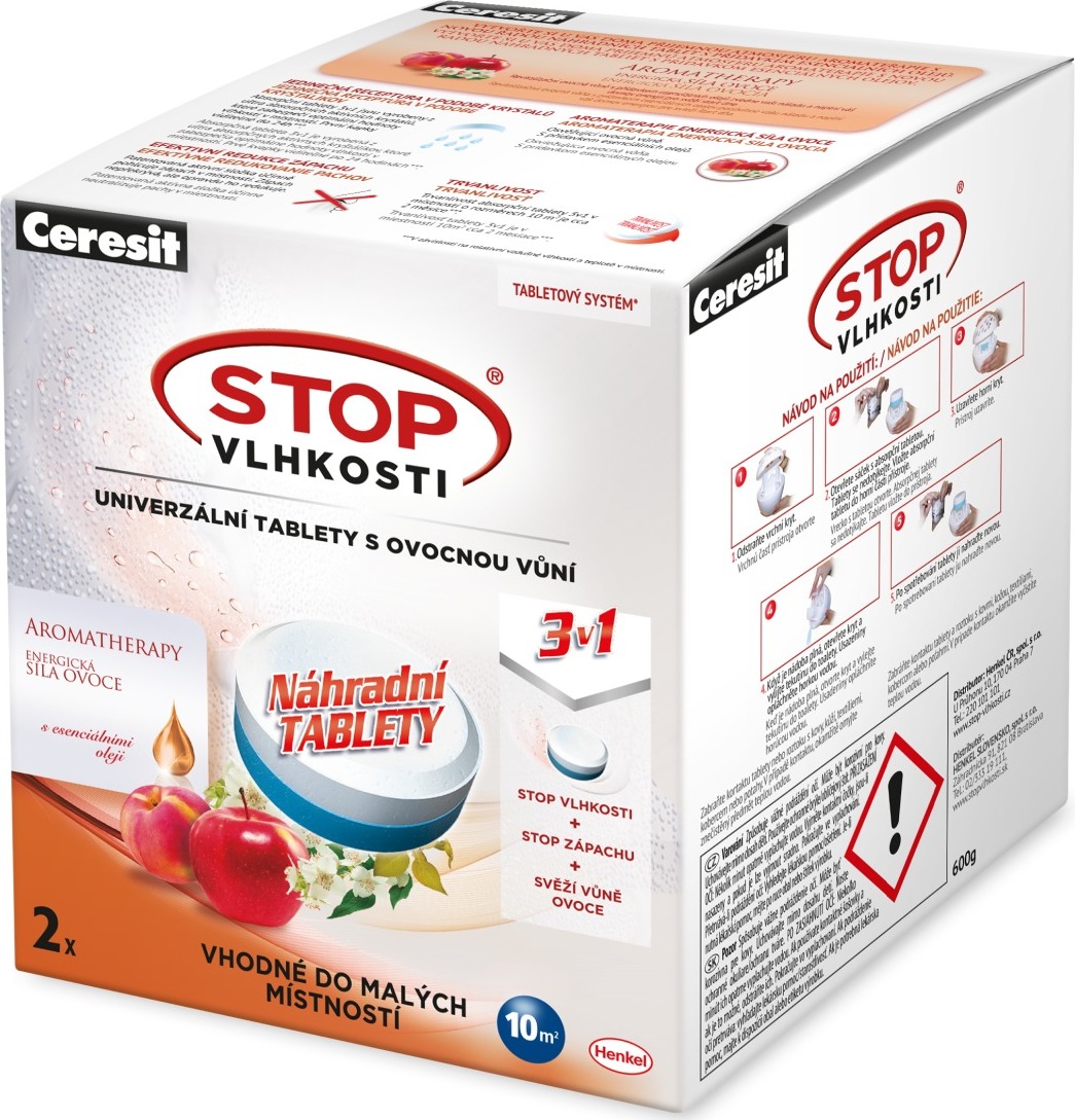 Stop vlhkosti, Micro 3 v 1, energické ovocie, náhradné tablety, 2× 300 g