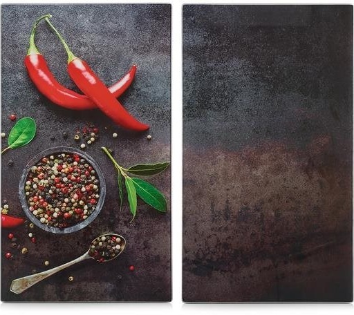 ZELLER Sklenená doska na krájanie 30 × 52 cm 2 ks motív chilli