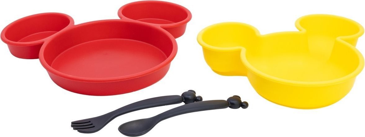 Mickey Mouse – detská jedálenská sada 4 v 1, červená/žltá