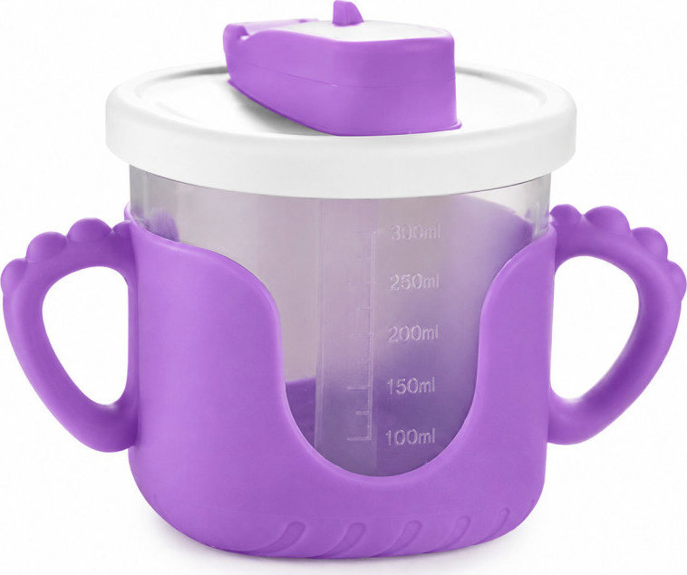 Verk 07331 Hrnček so silikónovými držadlami a slamkou, 300 ml, fialový