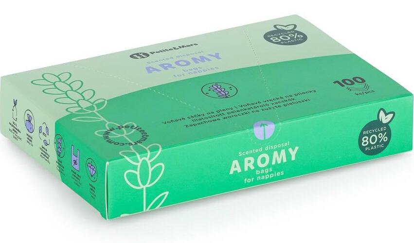 PETITE&MARS Vrecká voňavé na plienky s držadlami Aromy 100 ks