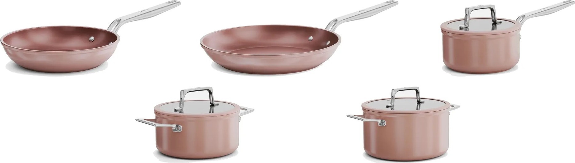 Fabini Súprava riadu 8 dielov s keramickým povrchom Meda 5.0 Pro, broskyňovo ružová