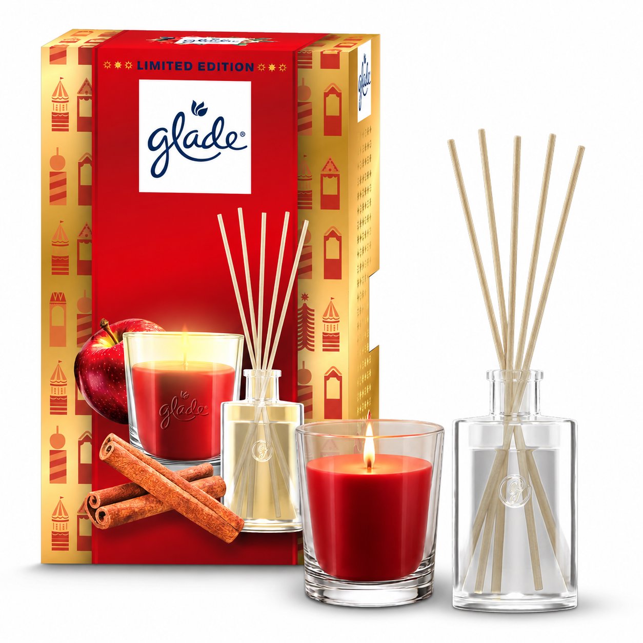 GLADE Gift Pack Candle Apple 112 g + Reeds Apple 50 ml