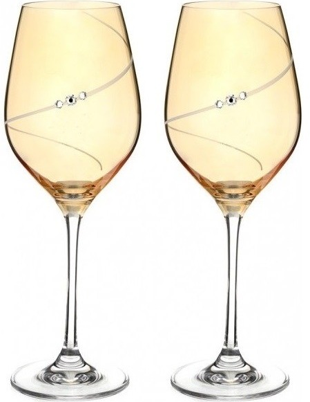 Diamante poháre na biele víno Silhouette City Amber s kamienkami Swarovski 360 ml 2 ks