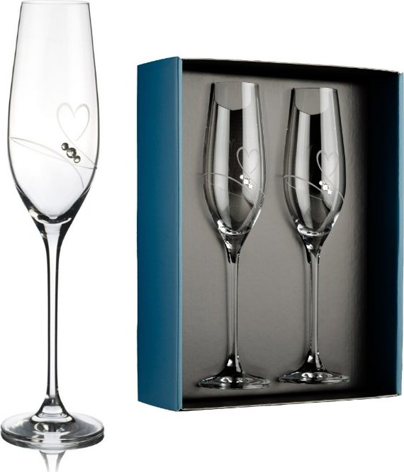 Element Poháre na šampanské Amore s kamienkami Swarovski 210 ml 2 ks