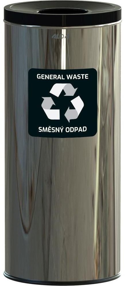 Alda Kôš na triedený odpad Eko 45 l, čierne veko – zmes, lesklá nehrdzavejúca oceľ