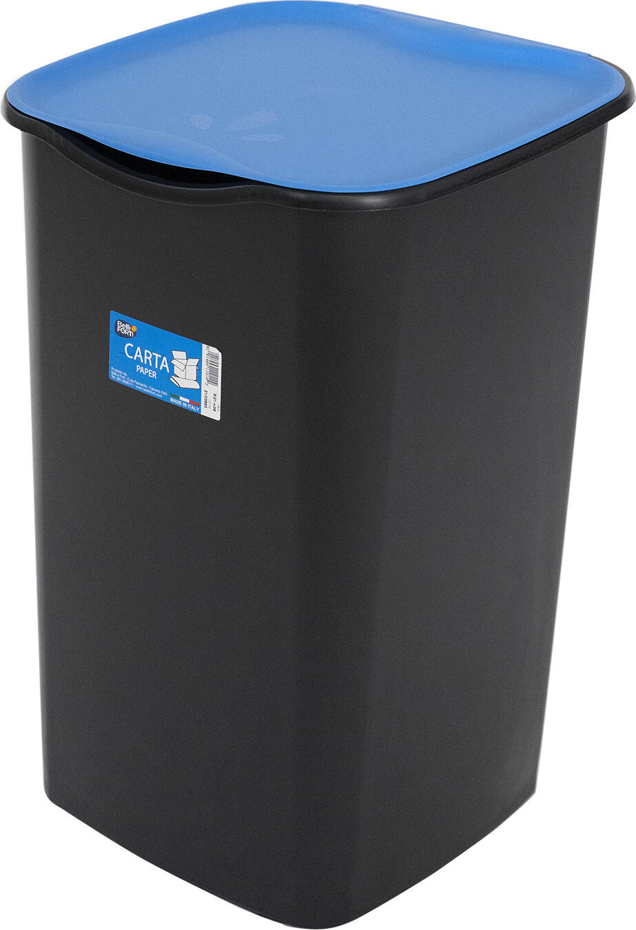 Belli E Forti Kôš na triedený odpad RECYCLING, čierny, plast, modré veko, 50 l