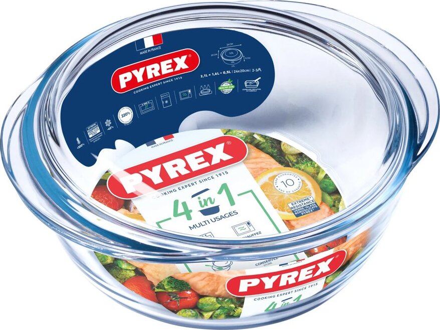Pyrex Miska na zapekanie s vekom 2,1 l sklenená