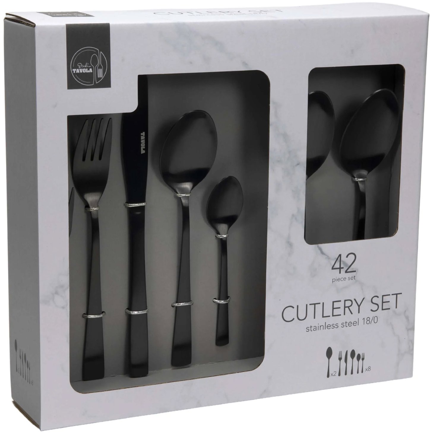 HIT Súprava príborov 42 ks, čierna