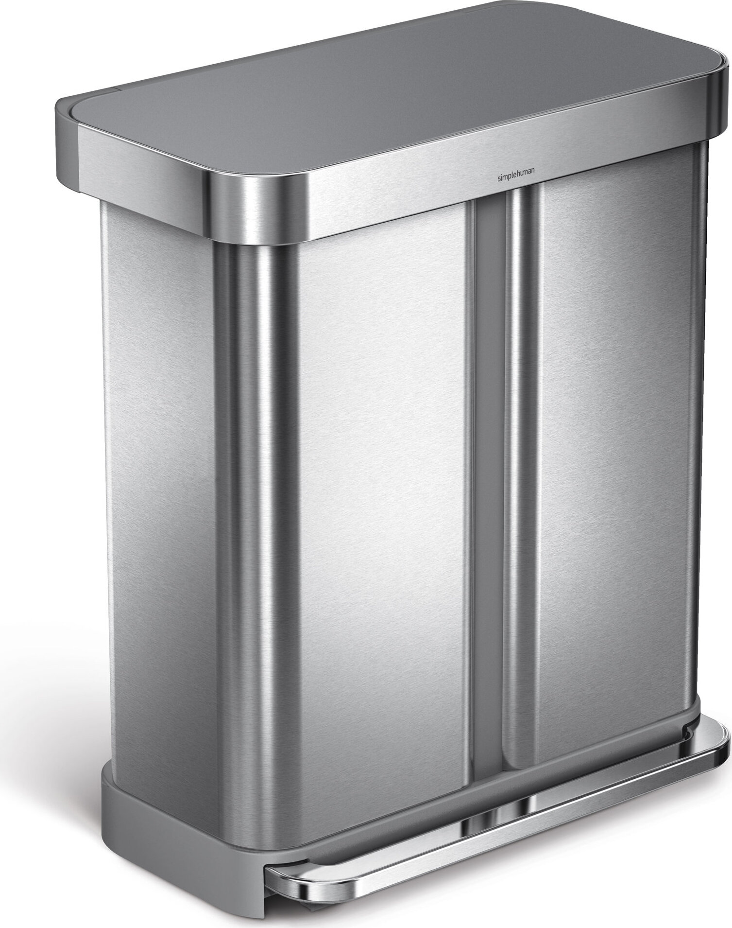 Simplehuman Dual pedálový kôš na triedený odpad, 58 l (34/24), sivá nehrdzavejúca oceľ
