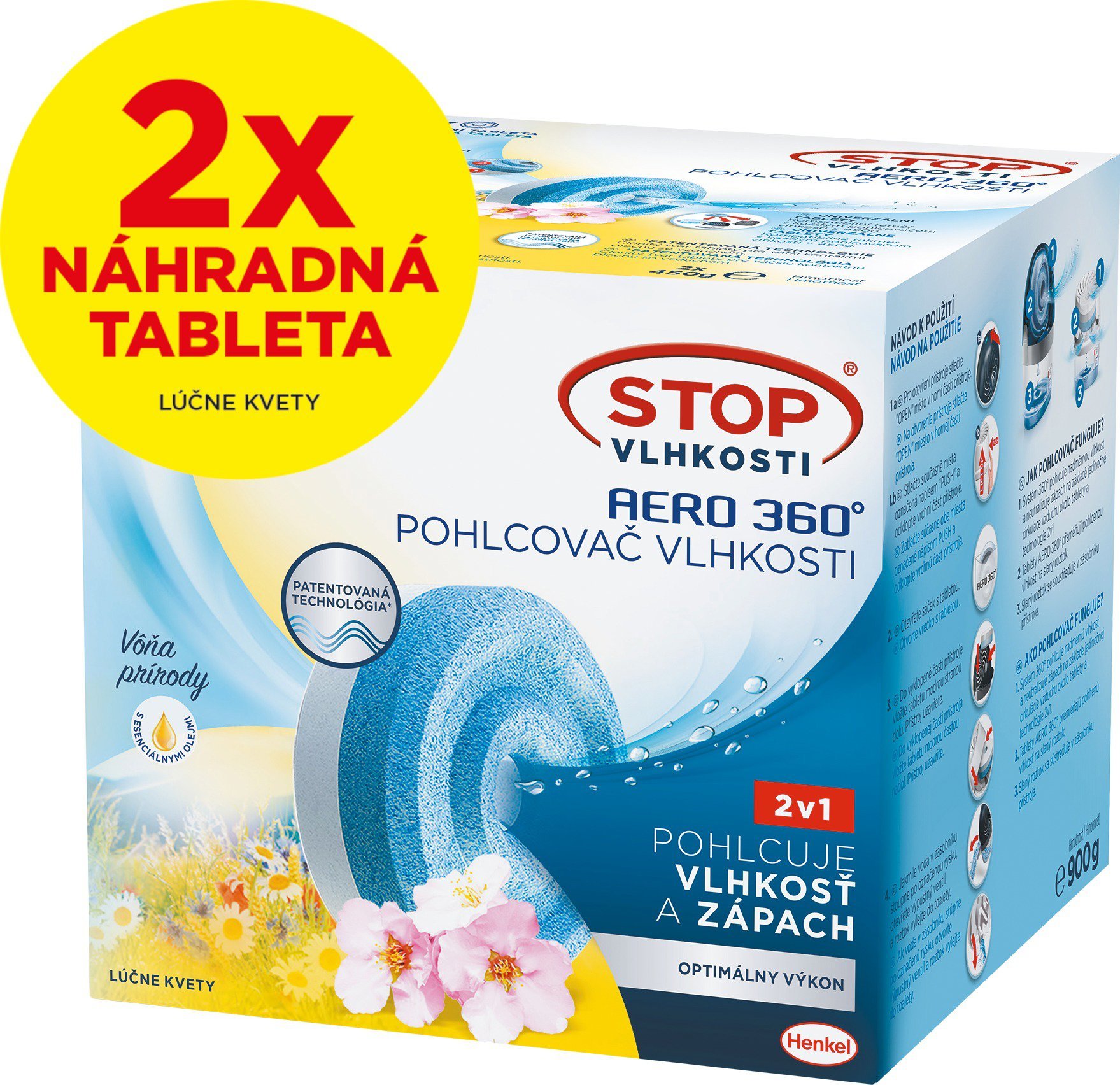 STOP VLHKOSTI AERO 360° Lúčne kvety náhradné tablety 2× 450 g