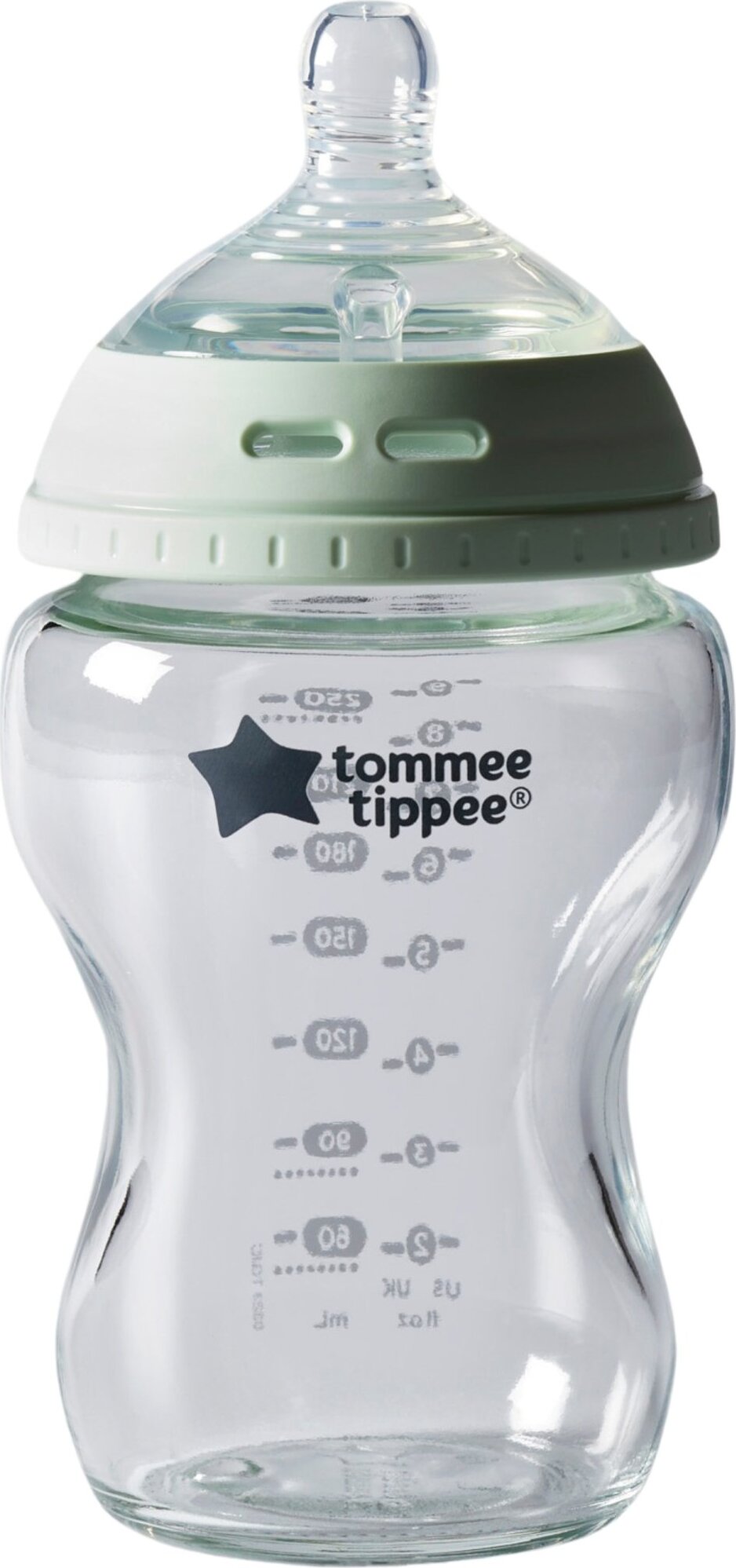 Tommee Tippee Sklenená Samosterilizačná Dojčenská Fľaša ANTI-COLIC cumlík Pomalý Prietok 250 ml, 0 m+