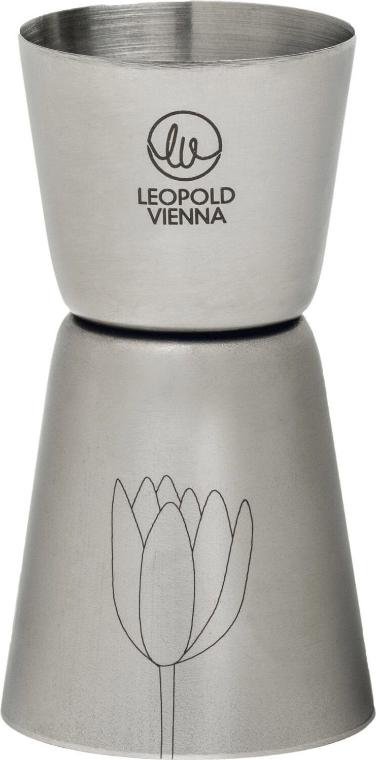 LEOPOLD VIENNA Flowers Jigger odmerka na koktaily, antikorová, výška 84 mm, priemer 44 mm