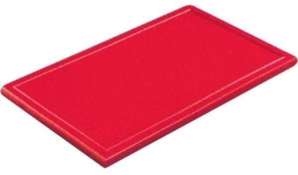 Gastro Doštička na krájanie plastová 32,5 × 26,5 × 2 cm GN 1/2, s drážkou, červená