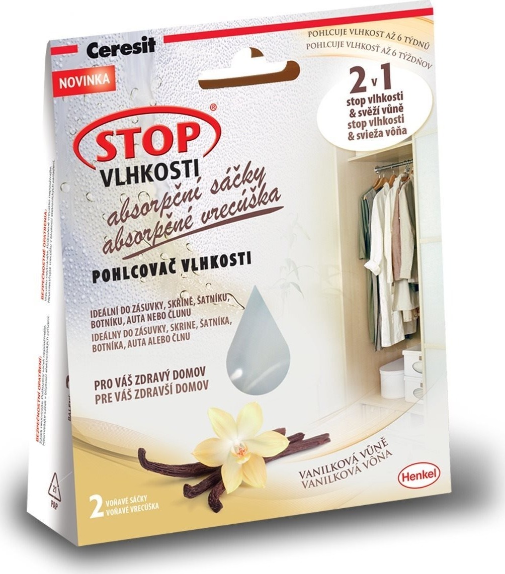 STOP VLHKOSTI 2 v 1 – absorpčné vrecúška, vanilka, 2× 50 g