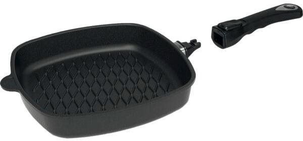 AMT Gastroguss Grilovacia panvica BBQ 28 × 28 cm, vhodná na indukciu, s odnímateľnou rukoväťou
