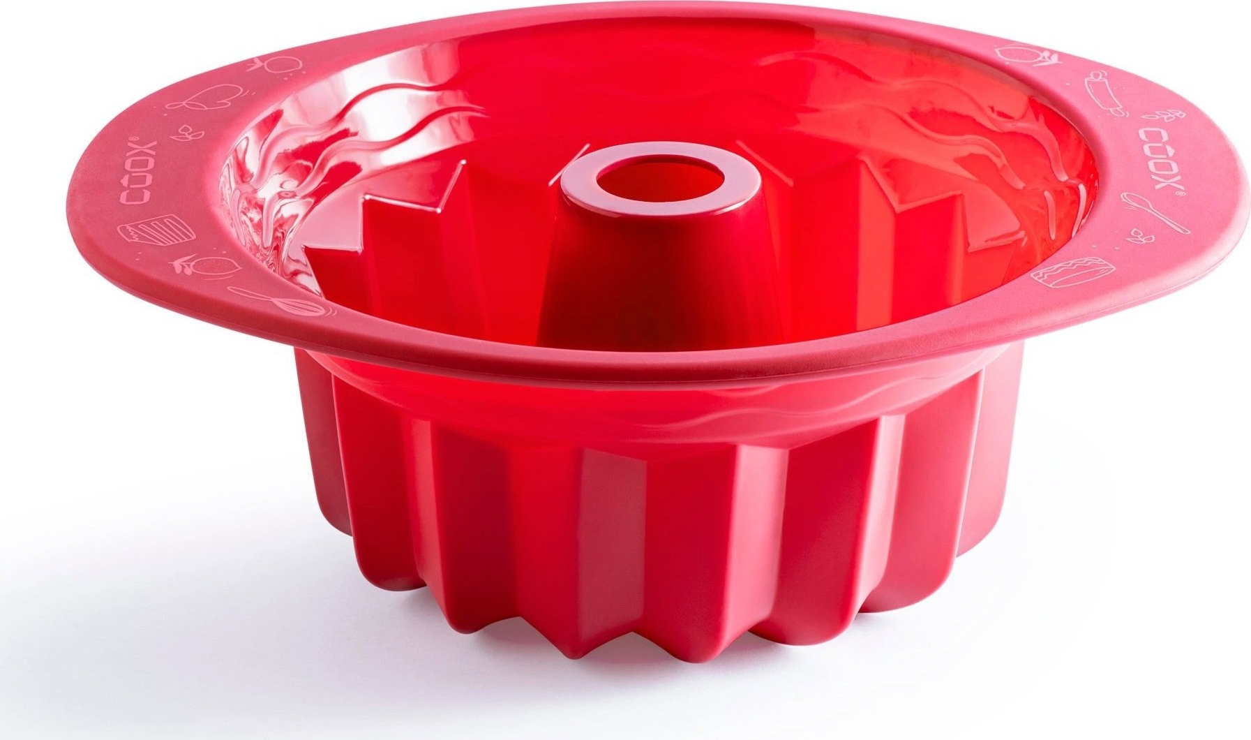 COOX Silikónová forma na bábovku s lemom na uchopenie priemer 24 cm, červená