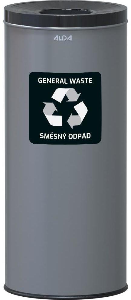 Alda Kôš na triedený odpad Eko 45 l, čierne veko – zmes, lakovaná oceľ, sivý
