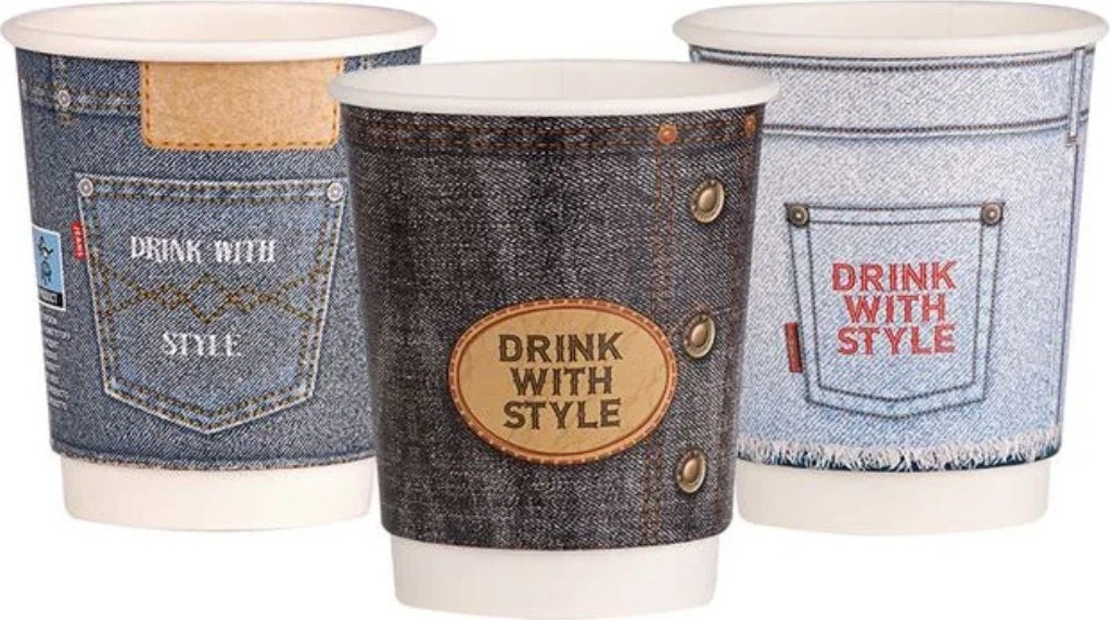 Intertan SA Tessera Téglik papierový DW jeans design 220 ml, 25 ks