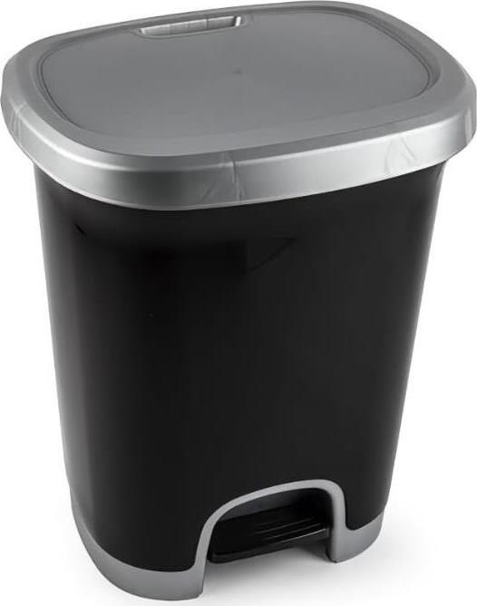 Plastic Forte COLOR Kôš na odpad 27 l ČIERNO-STRIEBORNÝ bez vložky s pedálom