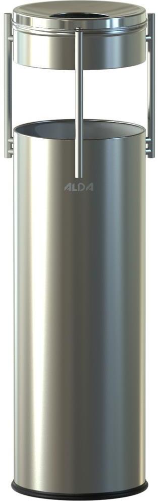 ALDA vonkajší odpadkový kôš s popolníkom Prestige Pillar 15 l, matná nehrdzavejúca oceľ