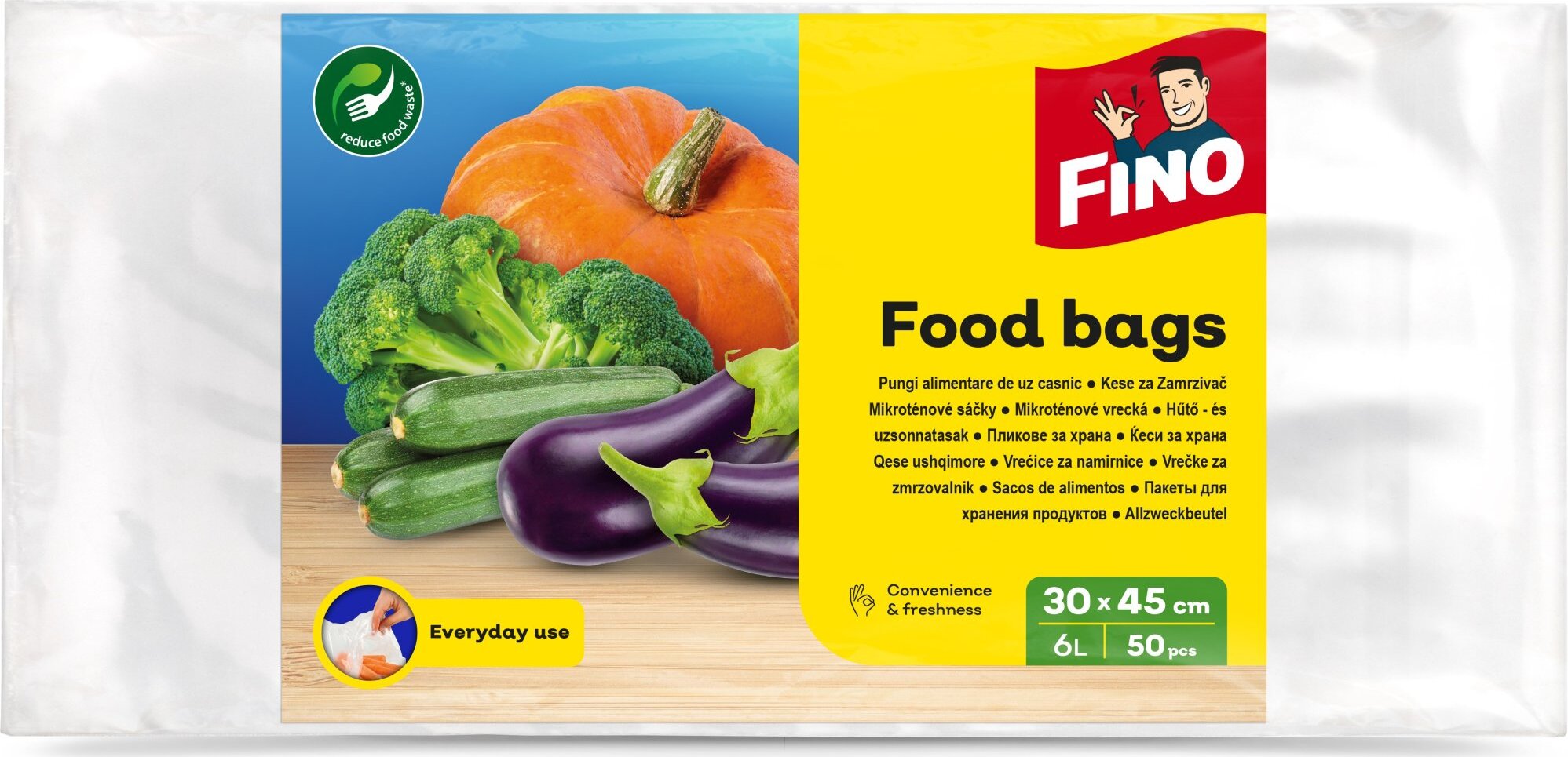 FINO Mikroténové vrecká 30 × 45 cm (50 ks), 6 l