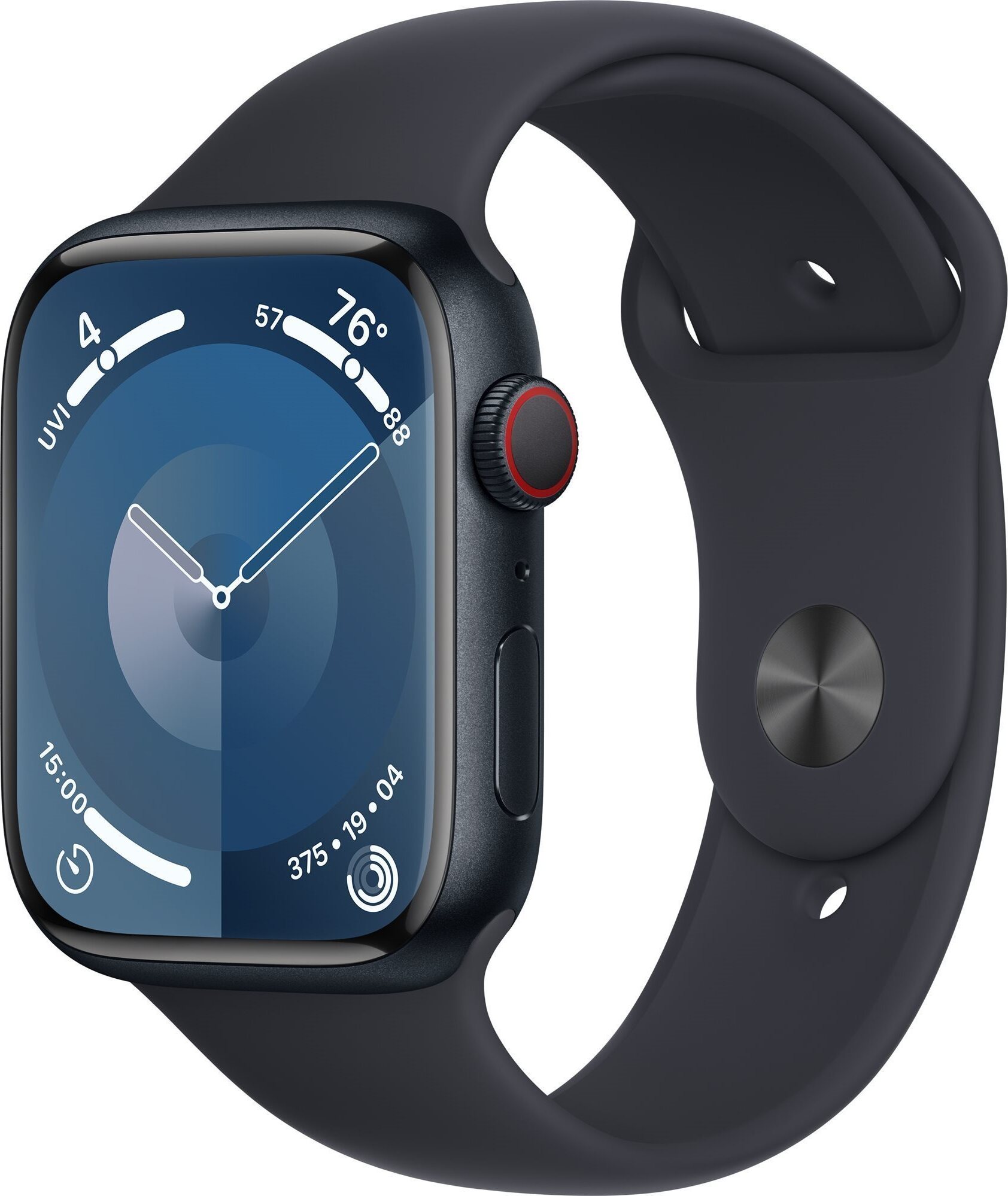 Apple Watch Series 9 45 mm Cellular Temne atramentový hliník s temne atramentovým remienkom – M/L