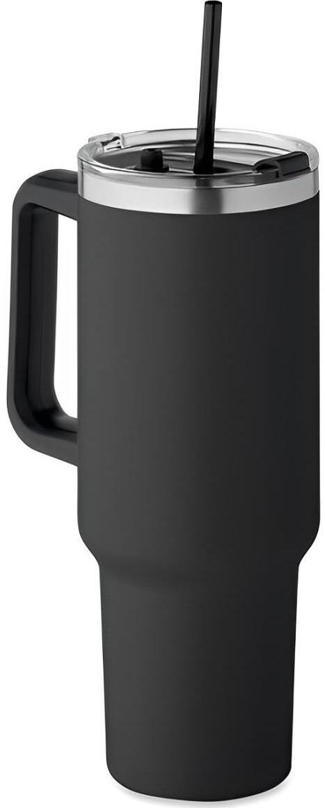 Scortland Fľaša na pitie so slamkou Nordic Tumbler čierna, antikoro, 1200 ml so slamkou
