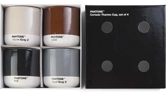 PANTONE Hrnček Cortado set, svetlo, tmavo sivá, hnedá, čierna