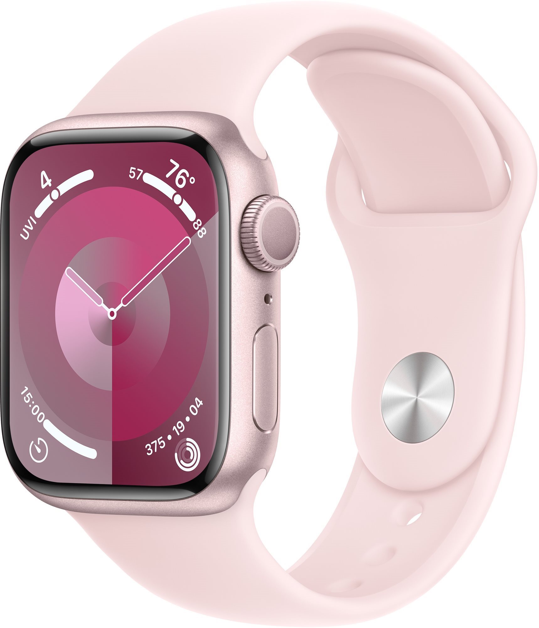 Apple Watch Series 9 41 mm Ružový hliník so svetlo ružovým športovým remienkom – S/M