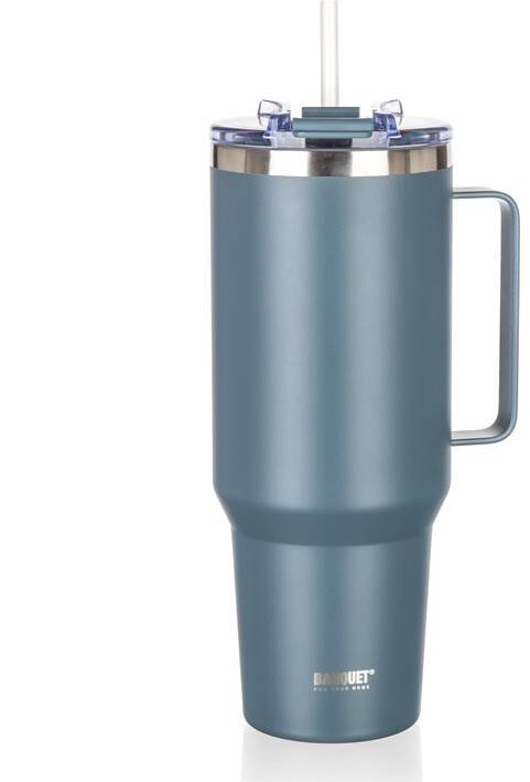 BANQUET TWAIN Termohrnček 1 200 ml antikorový s uchom, tmavo-sivý