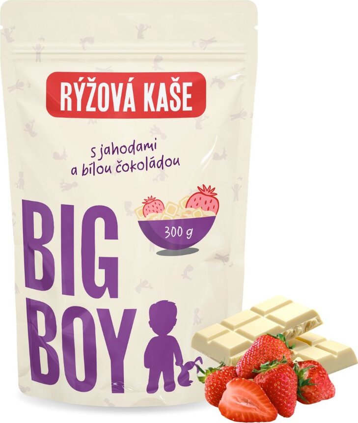 BIG BOY Ryžová kaša s príchuťou jahôd v bielej čokoláde 300 g