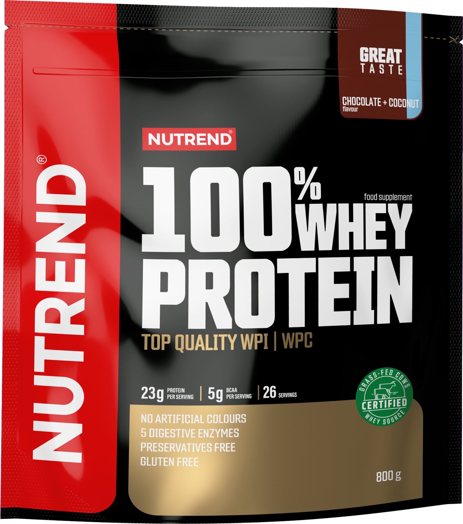 Nutrend 100 % Whey Protein 800 g, čokoláda + kokos