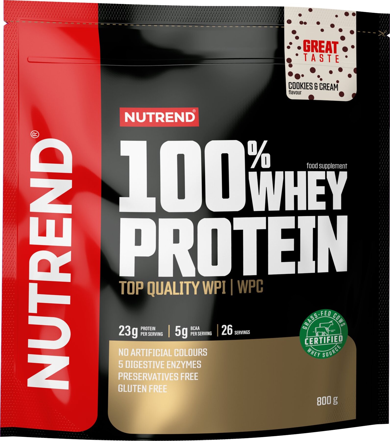 Nutrend 100 % Whey Protein 800 g, cookies-cream