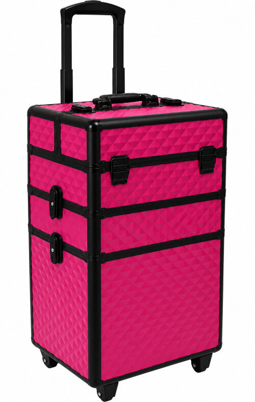 APT CA19D Kosmetický kufr na kolečkách 3v1, 60 × 34,5 × 25 cm, černo-růžový