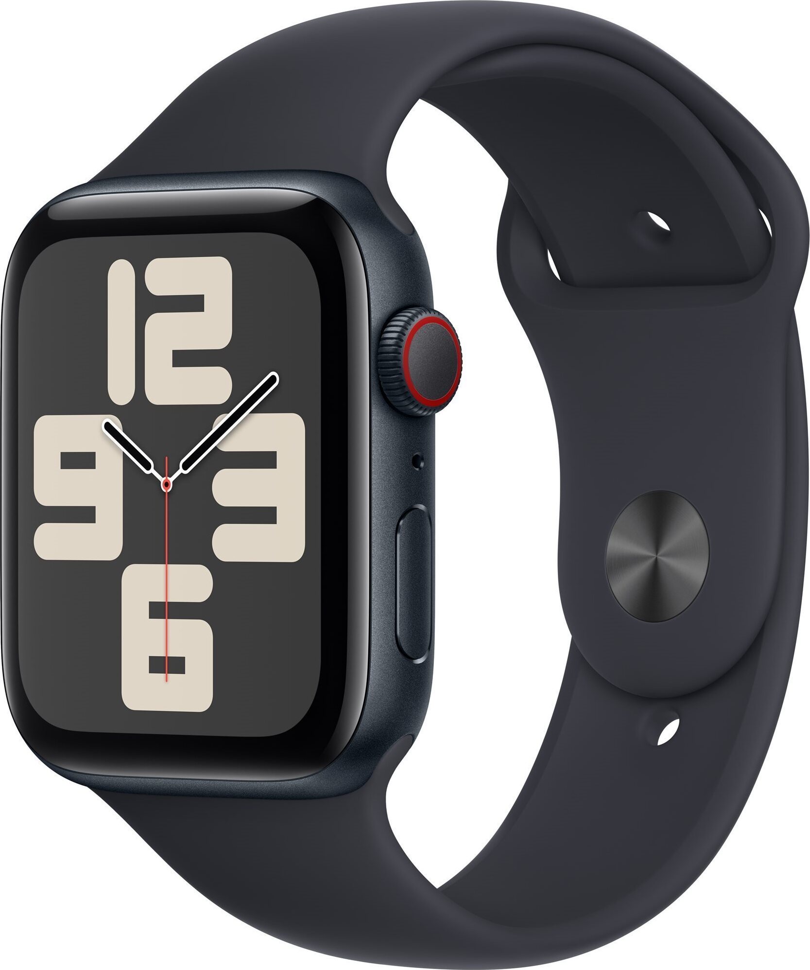 Apple Watch SE Cellular 44 mm Temne atramentový hliník s temne atramentovým športovým remienkom – M/L