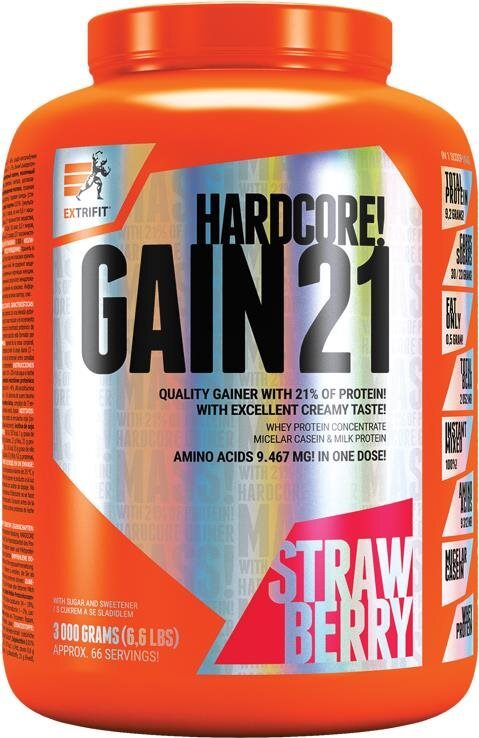 Extrifit Hardcore Gain 21 3 000 g strawberry