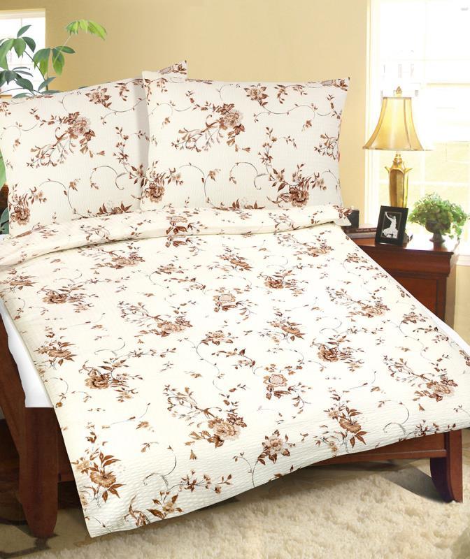 veratex Flanelové povlečení 70x90-140x200 cm Růže béžová, hnědá