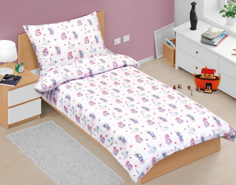 veratex Povlečení bavlněné Junior jednorožec 140x200, 70x90 cm