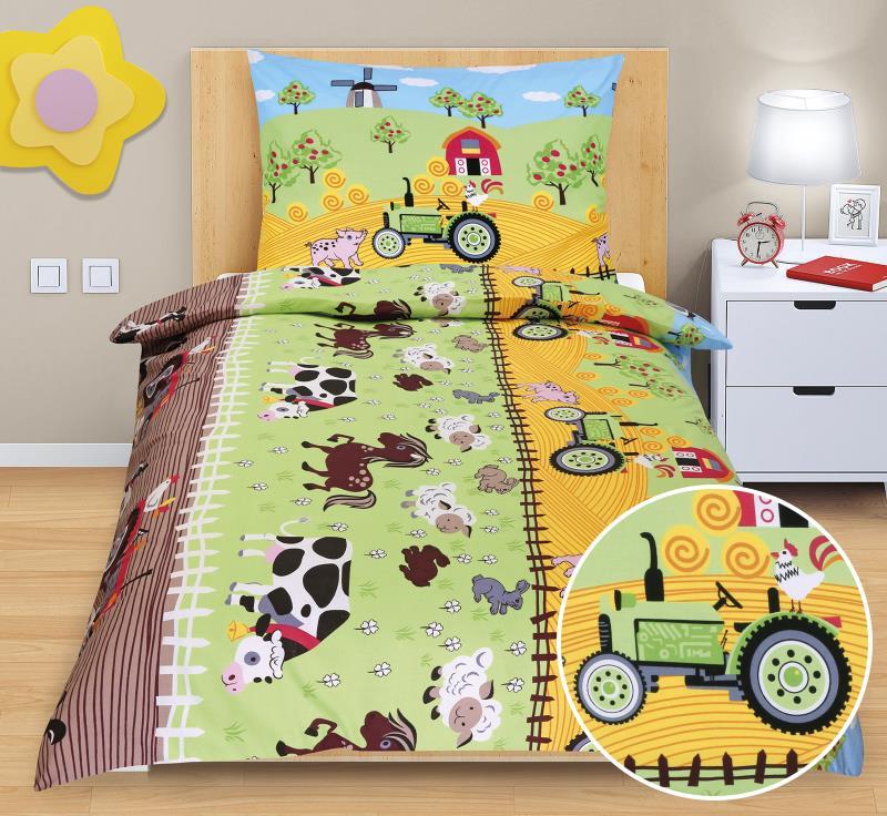 veratex Povlečení bavlněné Junior farma - dětský motiv 140x200, 70x90 cm