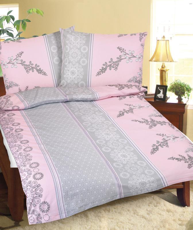 veratex Povlečení krepové růžovošedý keř 140x200, 70x90 cm