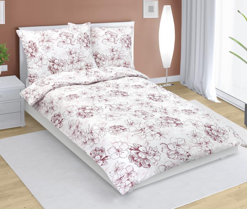 veratex Povlečení bavlněné vínový květ 140x200, 70x90 cm