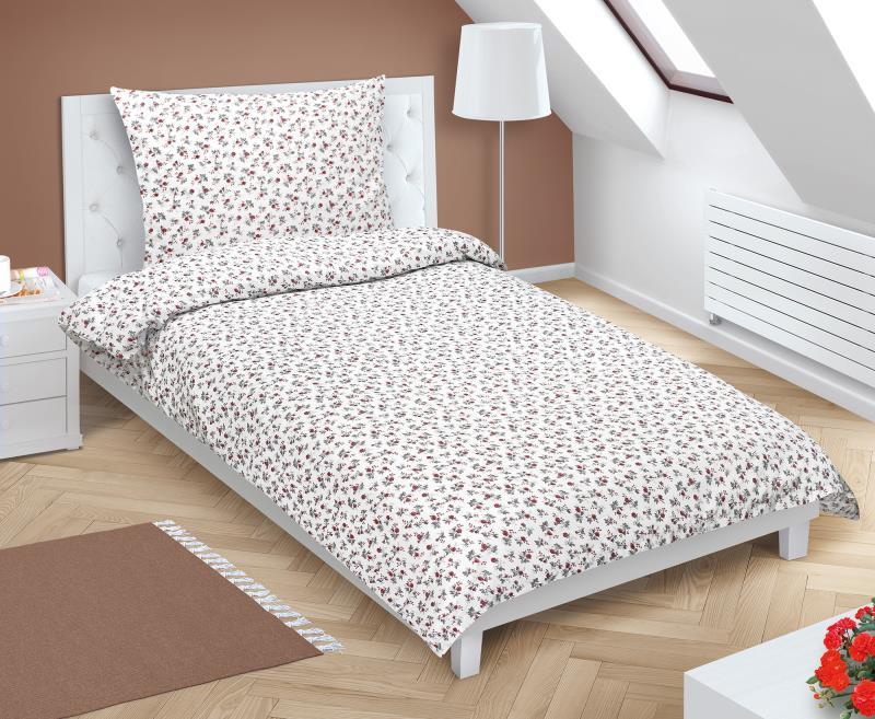 veratex Povlečení bavlněné s hotelovou kapsou růžička na bílé 140x200,70x90 cm