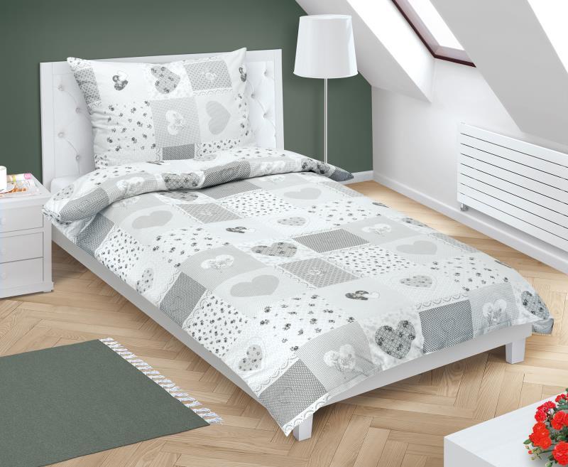 veratex Povlečení bavlněné s hotelovou kapsou srdce 140x200,70x90 cm