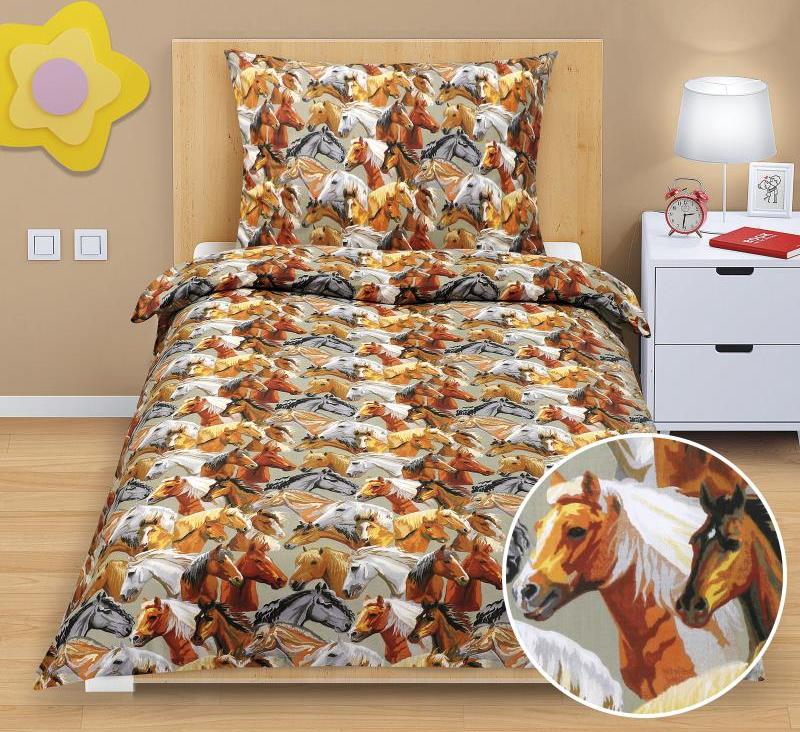 veratex Povlečení bavlněné Junior koně - dětský motiv 140x200, 70x90 cm