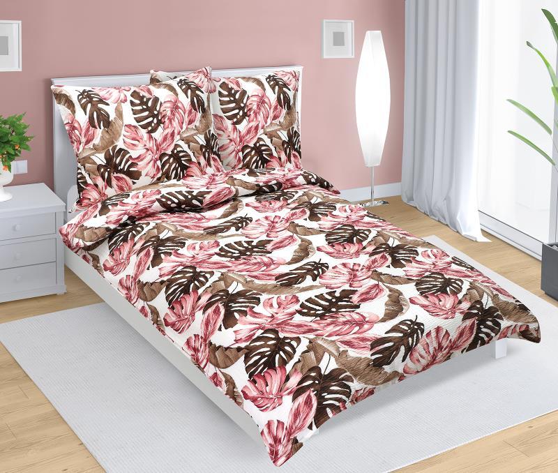 veratex Povlečení krepové monstera růžová 140x200, 70x90 cm
