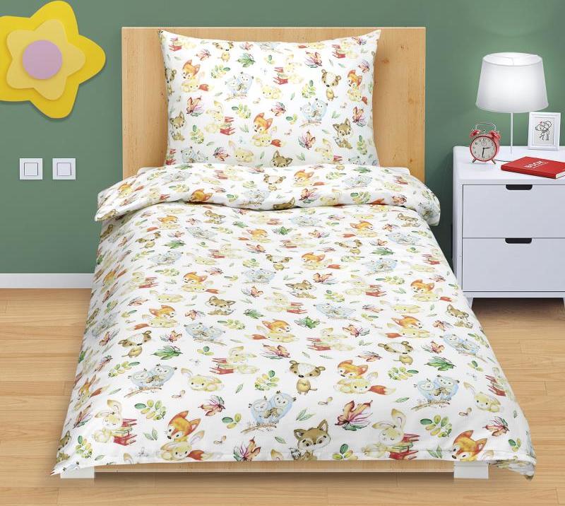 veratex Povlečení bavlněné Junior lesní zvířátka 140x200, 70x90 cm