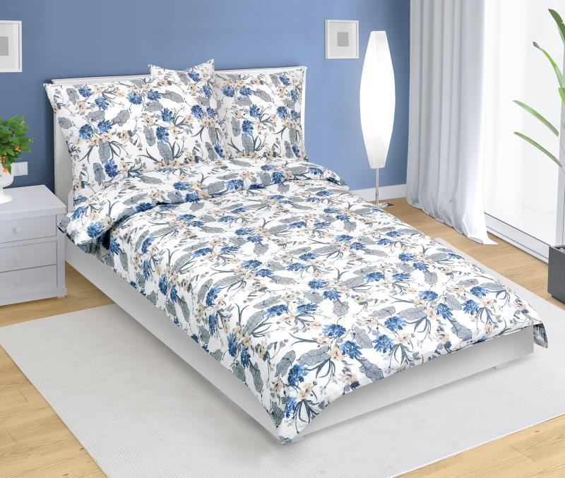 veratex Povlečení krepové modrý květ 140x200, 70x90 cm